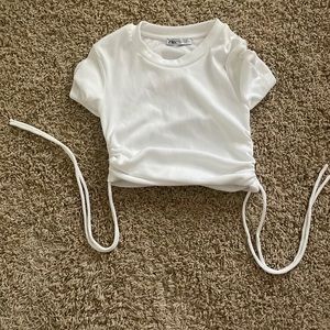 Zara cropped white shirt with ties on the sides size:S